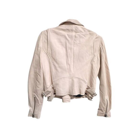 IRO Ashville cropped washed-leather biker jacket, Nude - Picture 5 of 16